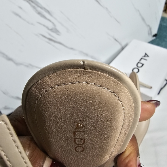 Aldo Criewiel Beige Kitten Heel Leather Slingback - NWT - Picture 7 of 10